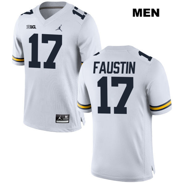 Men's NCAA Michigan Wolverines Sammy Faustin #17 White Jordan Brand Authentic Stitched Football College Jersey AD25Q74GC